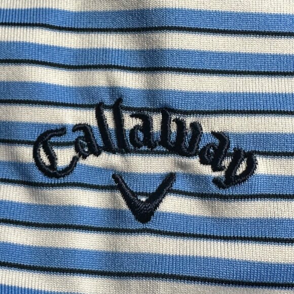 Callaway Mens Blue/White Striped Polo Golf Shirt XXL Opti-Dri - Picture 4 of 11